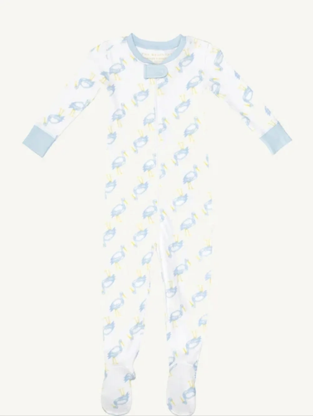 The Beaufort Bonnet Company White Footed One-Piece with Blue Pelican Print